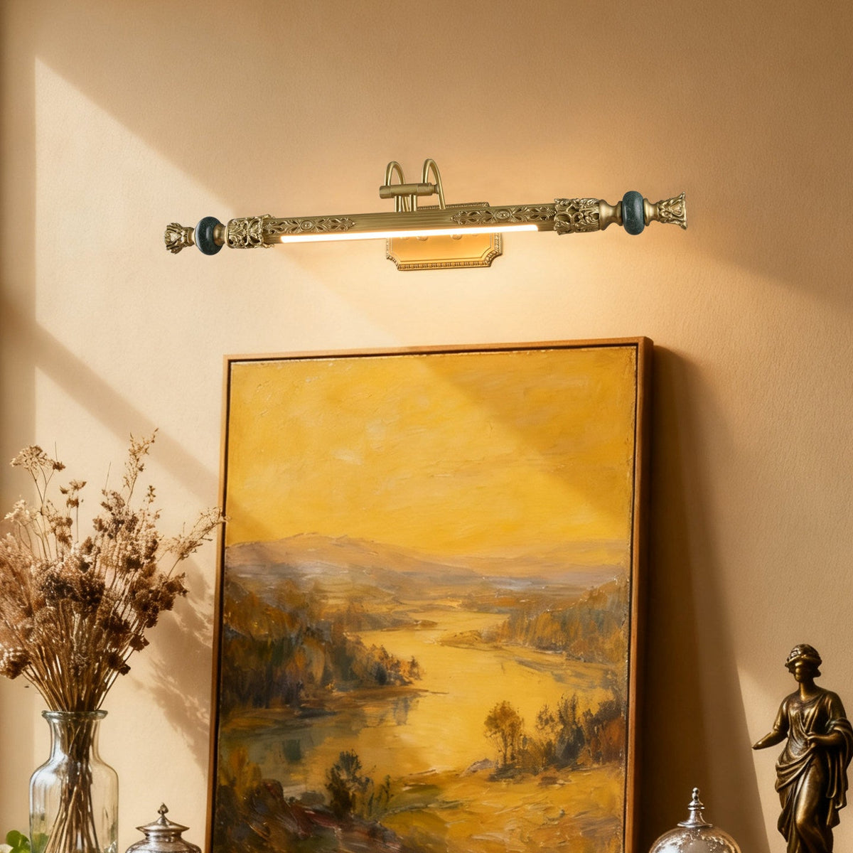 Emory Brass Wall Sconce with Green Accents for Classic Interiors