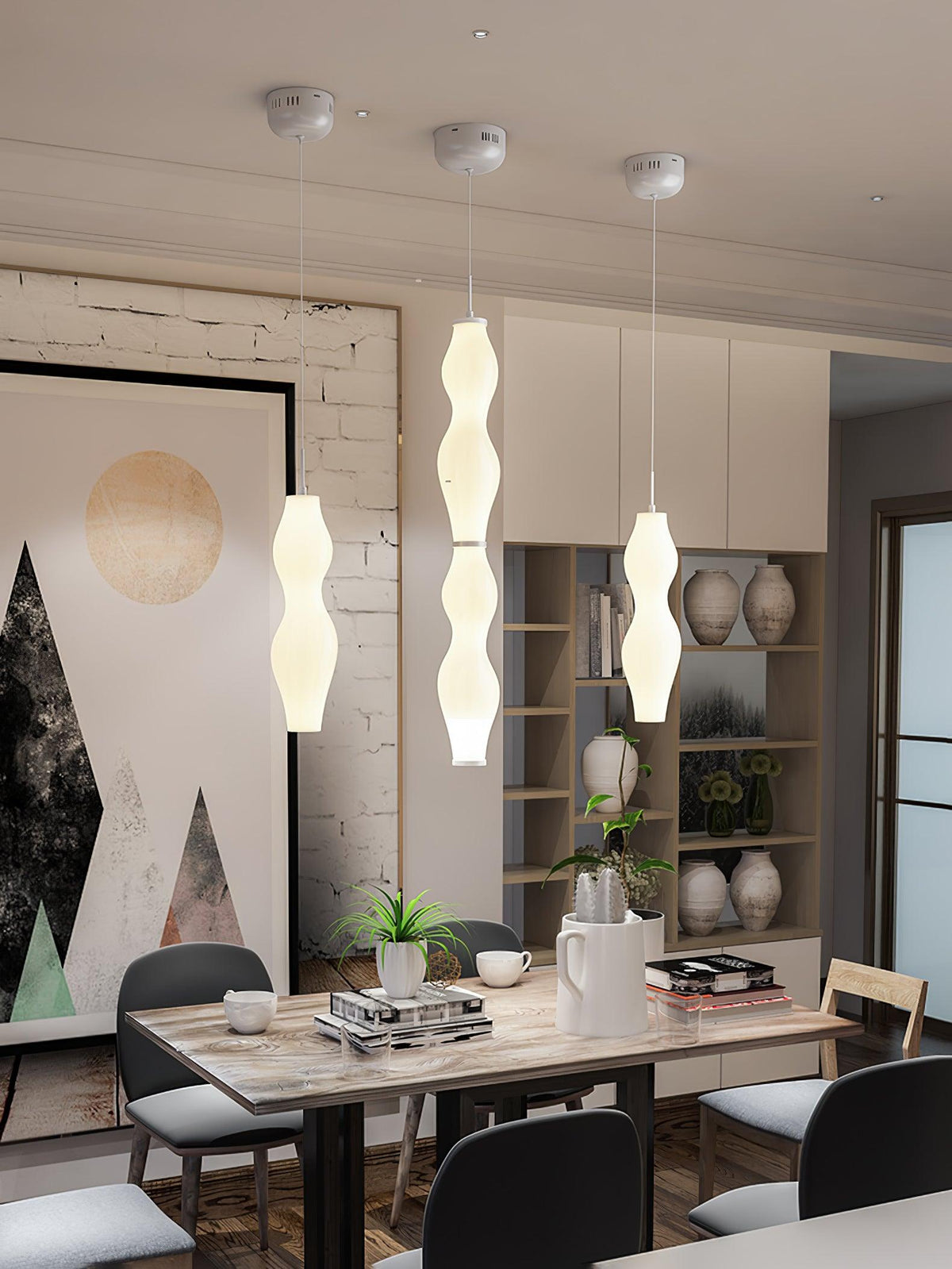 Empirico Sculptural LED Pendant Light in White Polyethylene
