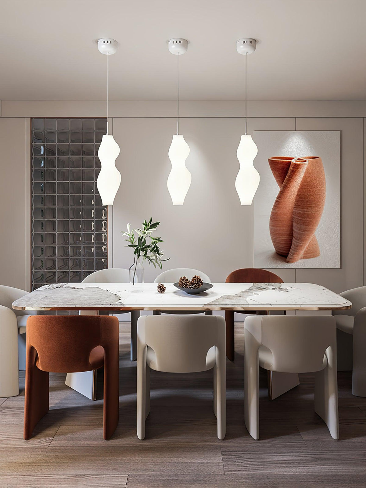 Empirico Sculptural LED Pendant Light in White Polyethylene