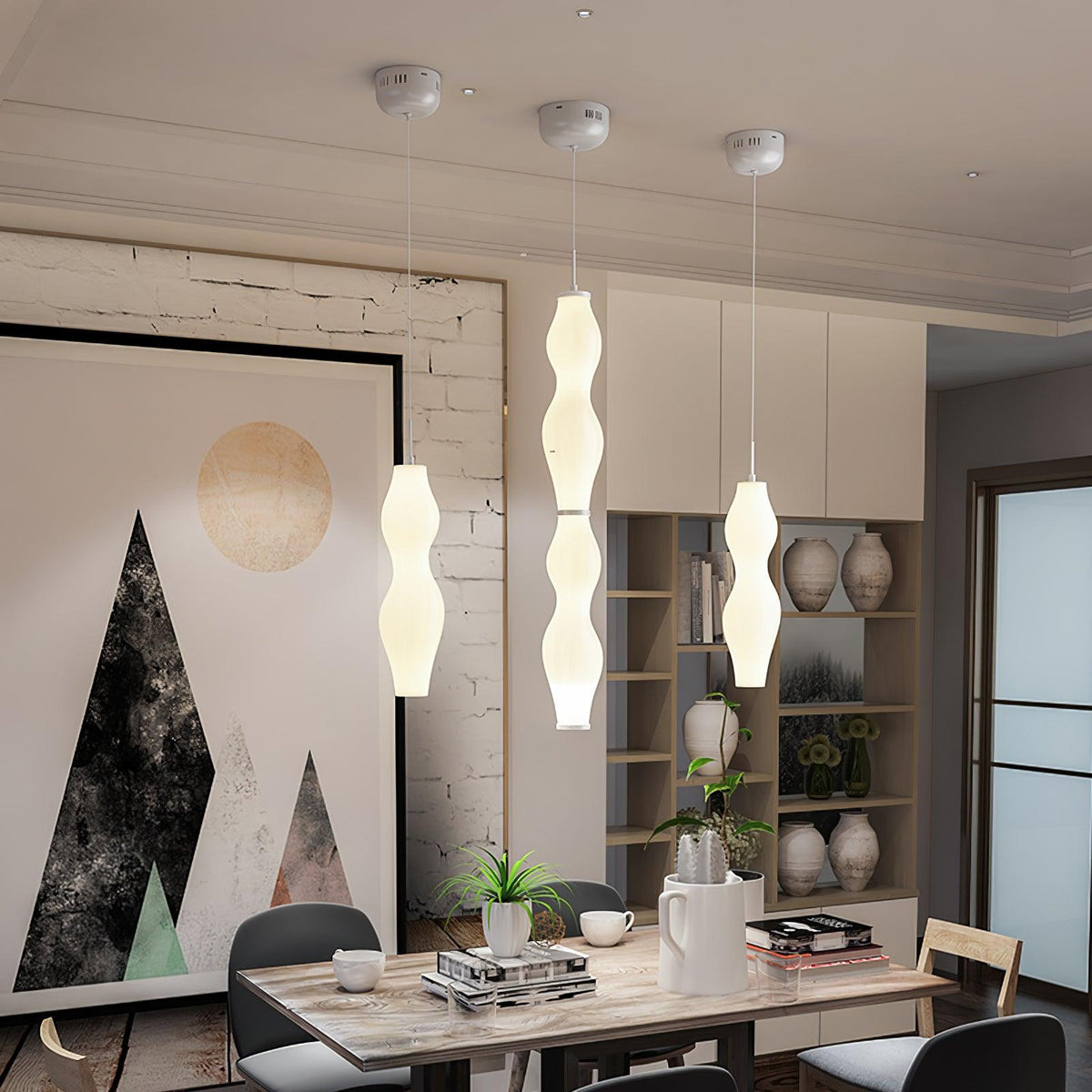 Empirico Sculptural LED Pendant Light in White Polyethylene