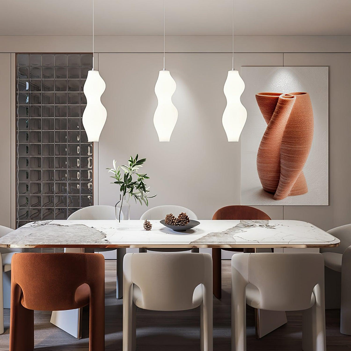 Empirico Sculptural LED Pendant Light in White Polyethylene