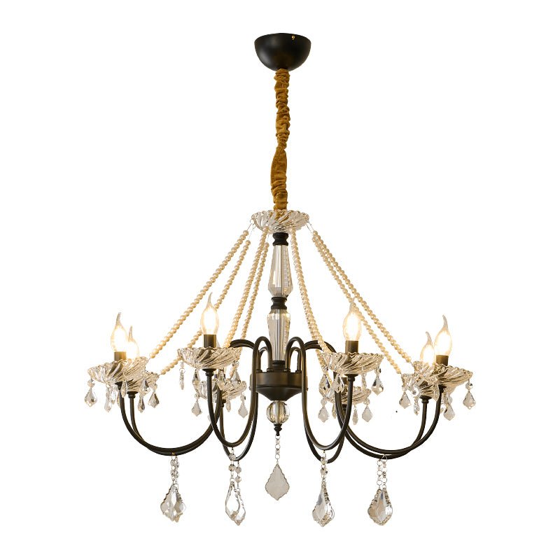 Empress Crystal Chandelier – Black Iron & Crystal Drops for Dining Room and Living Room