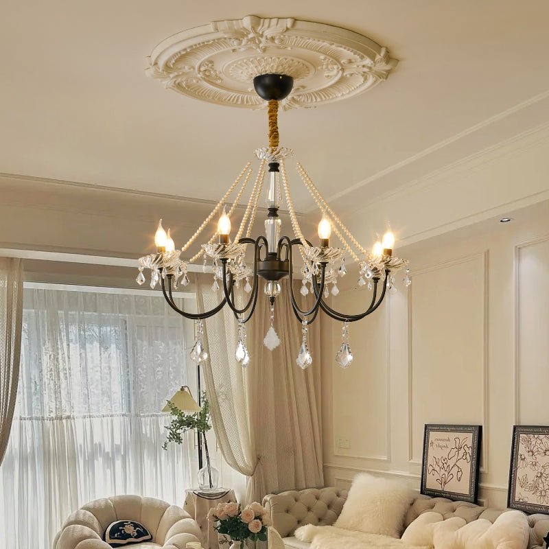Empress Crystal Chandelier – Black Iron & Crystal Drops for Dining Room and Living Room