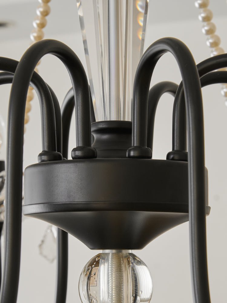 Empress Crystal Chandelier – Black Iron & Crystal Drops for Dining Room and Living Room