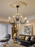 Empress Crystal Chandelier – Black Iron & Crystal Drops for Dining Room and Living Room