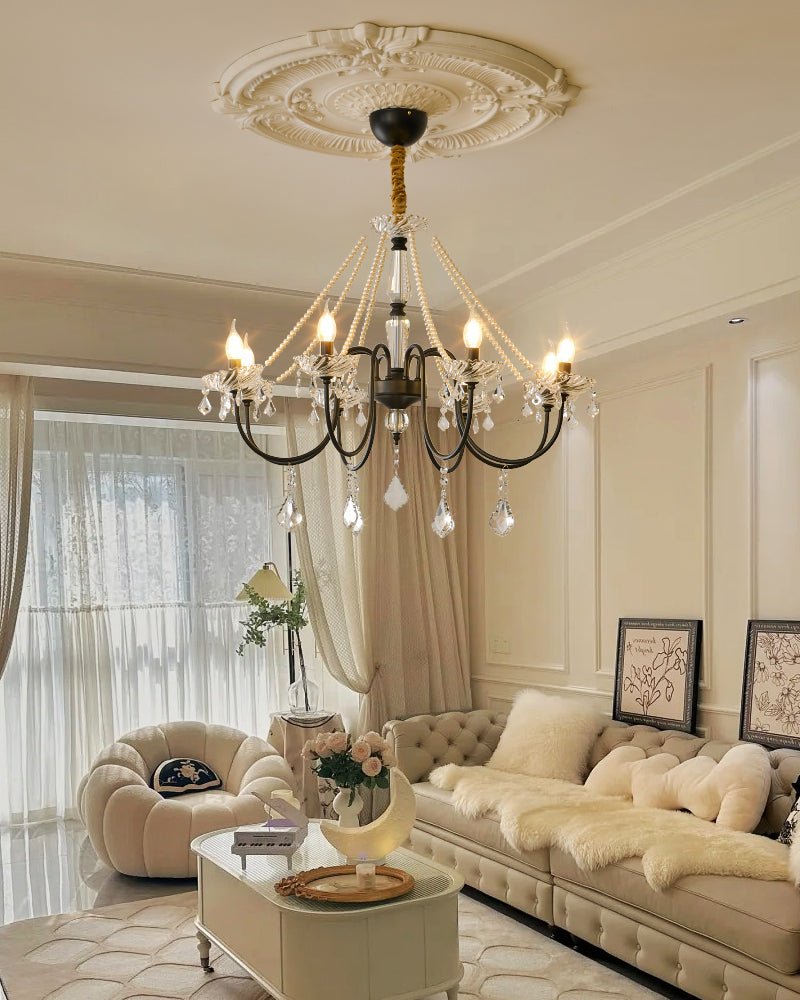 Empress Crystal Chandelier – Black Iron & Crystal Drops for Dining Room and Living Room