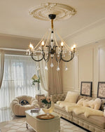 Empress Crystal Chandelier – Black Iron & Crystal Drops for Dining Room and Living Room