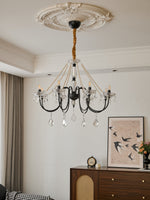 Empress Crystal Chandelier – Black Iron & Crystal Drops for Dining Room and Living Room