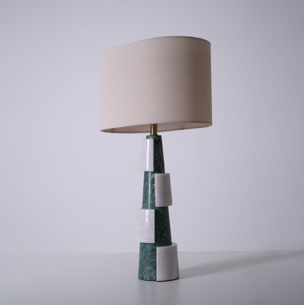 Duomo Marble Table Lamp – Sculptural Stone Base with Fabric Shade