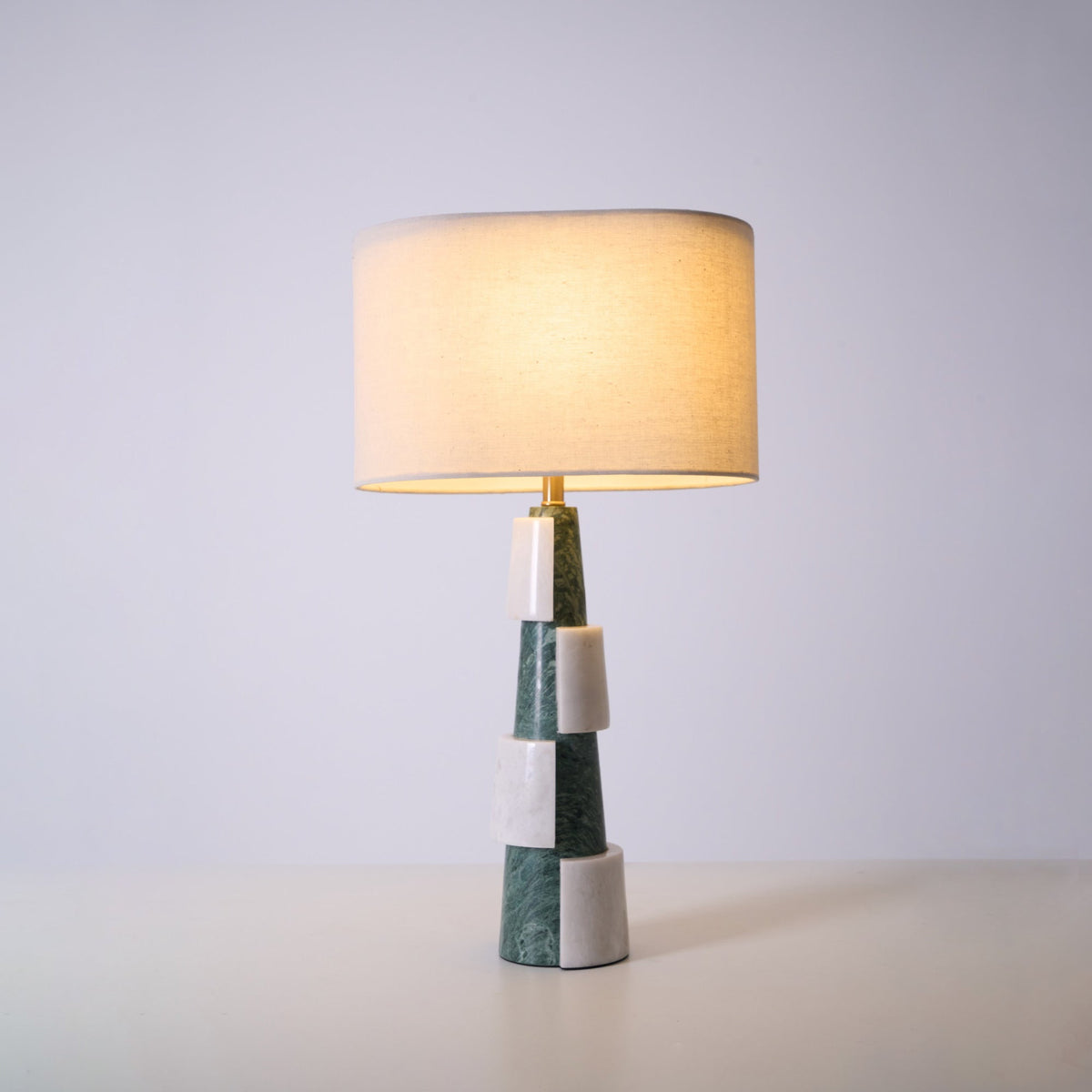 Duomo Marble Table Lamp – Sculptural Stone Base with Fabric Shade