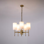 Brass Chandelier with Fabric Shades – Modern Luxury Lighting for Dining and Living Rooms