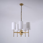 Brass Chandelier with Fabric Shades – Modern Luxury Lighting for Dining and Living Rooms