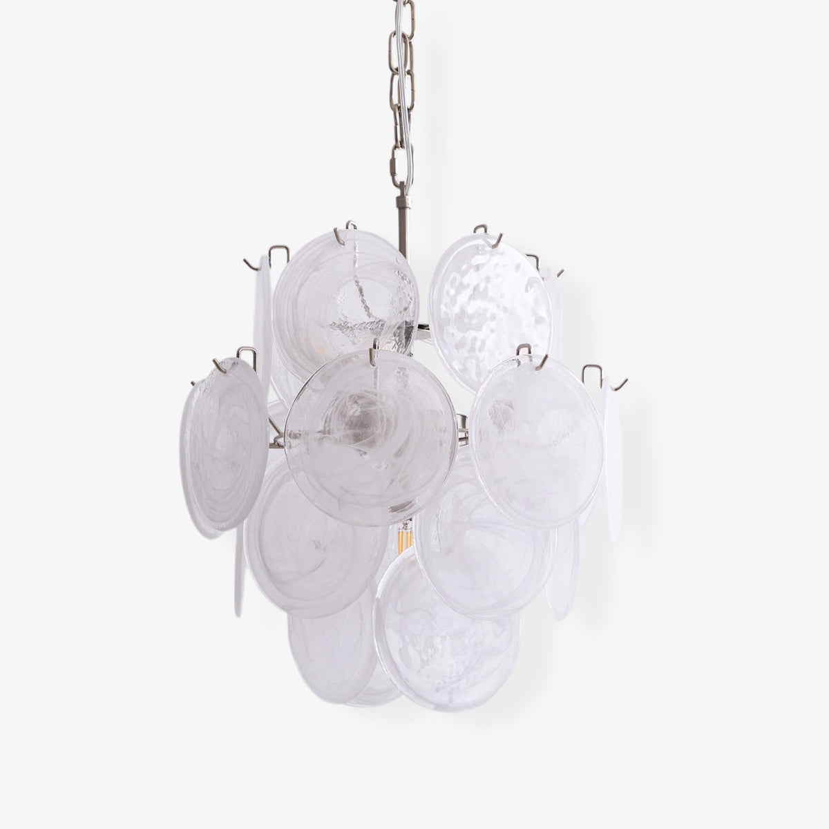 Aqua White Glass Disc Chandelier for Dining Room and Living Room