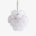 Aqua White Glass Disc Chandelier for Dining Room and Living Room