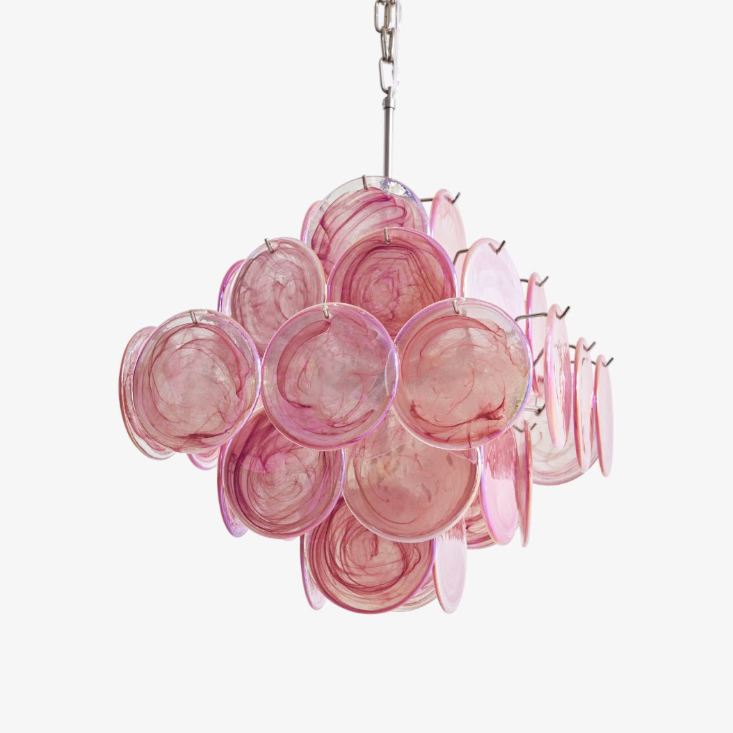 Aurelia Pink Glass Chandelier – Handcrafted Murano-Style Pendant Light for Elegant Interiors