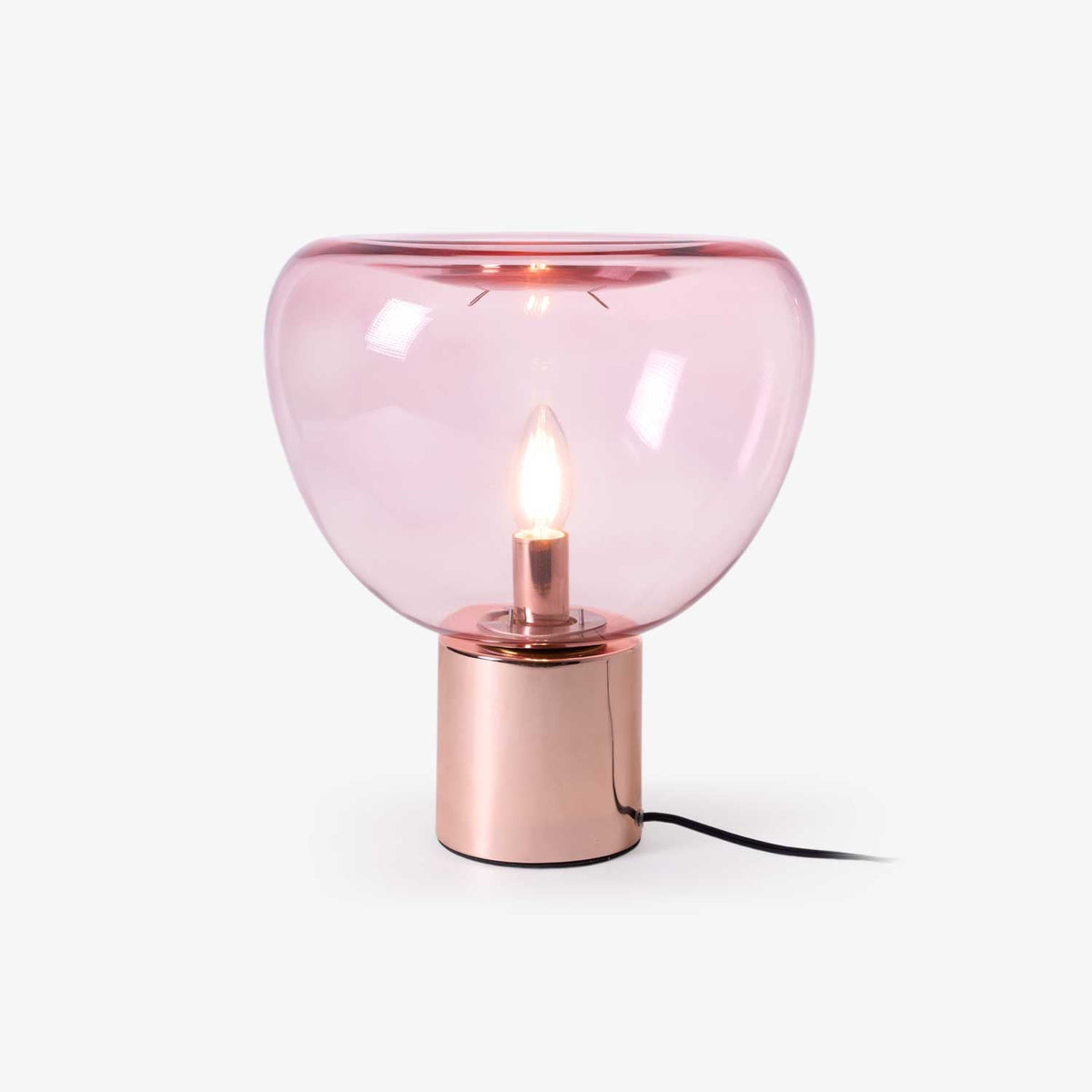 Sculptural Hand-Blown Glass Table Lamp with Mirrored Metal Base