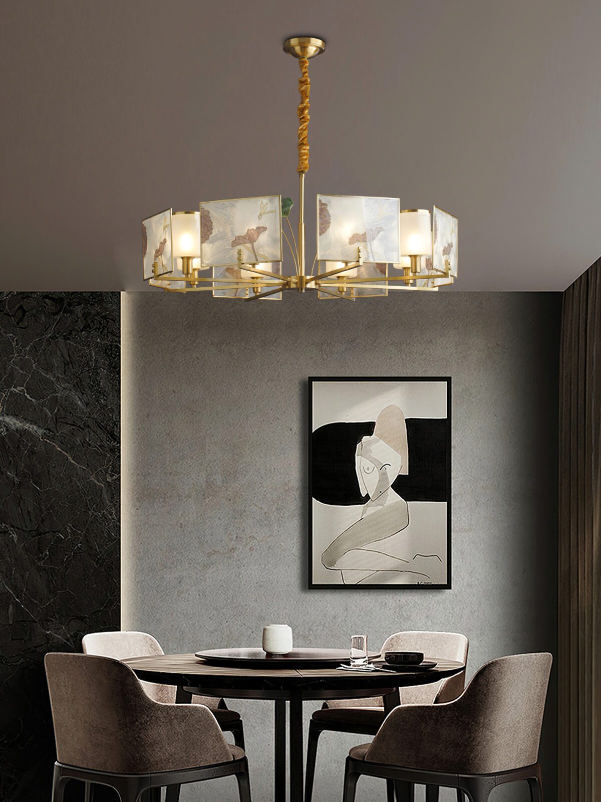 Enamel Lotus Chandelier