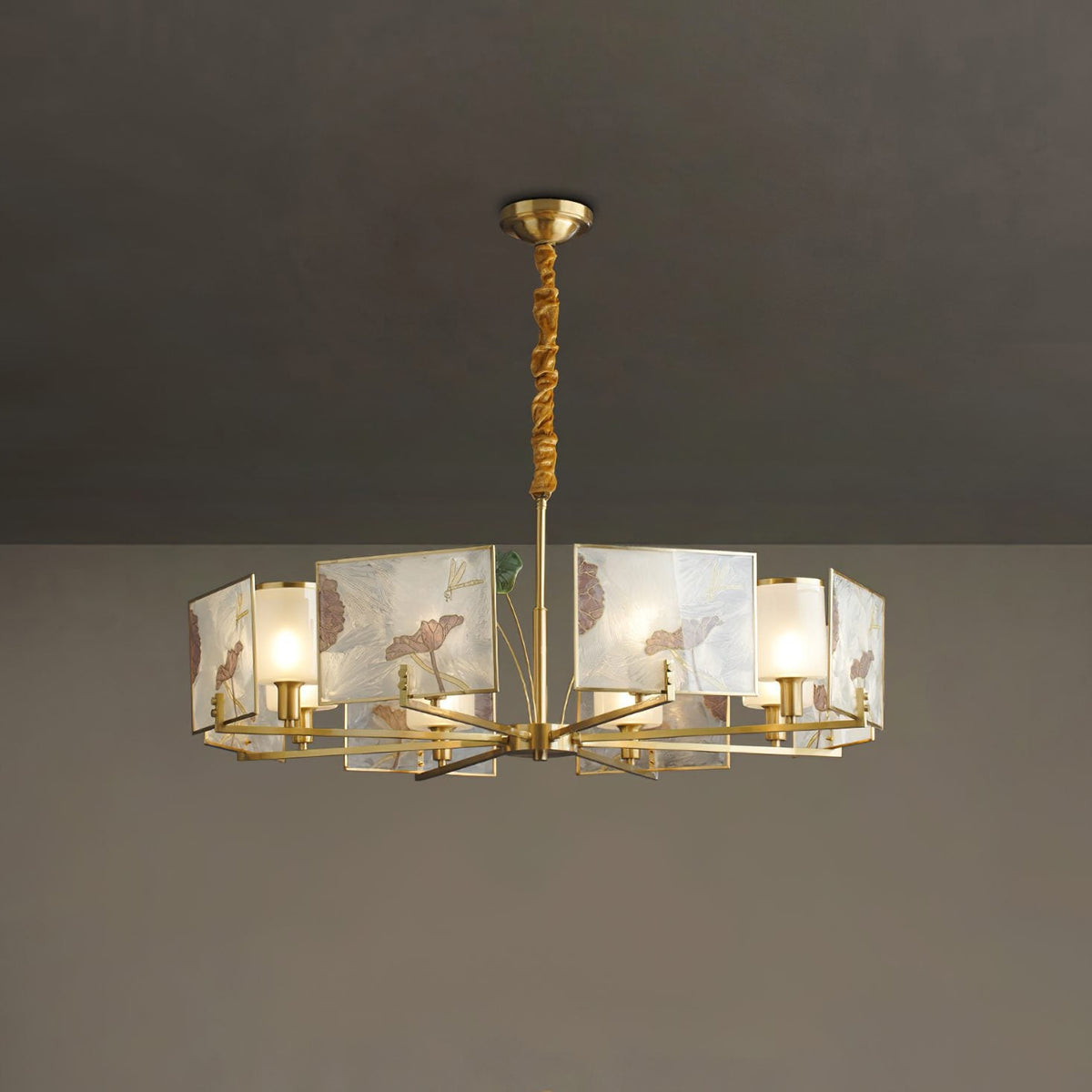 Enamel Lotus Chandelier