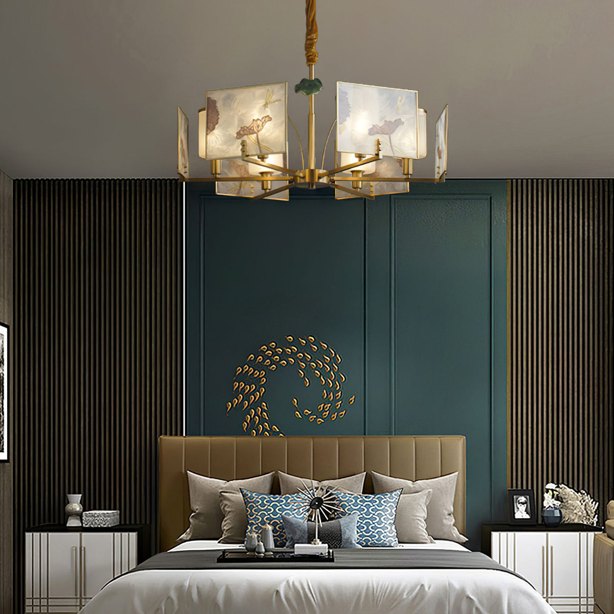 Enamel Lotus Chandelier