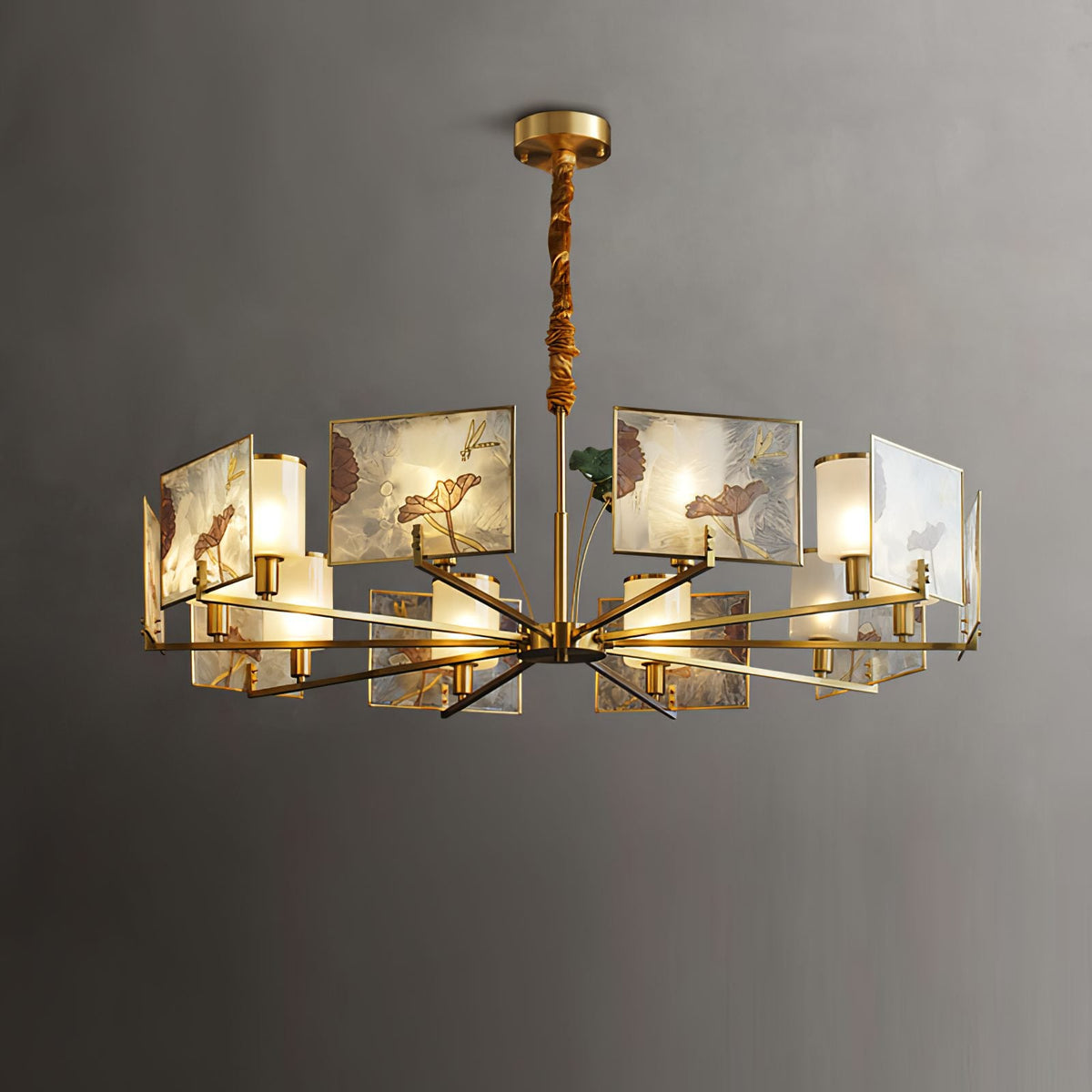 Enamel Lotus Chandelier