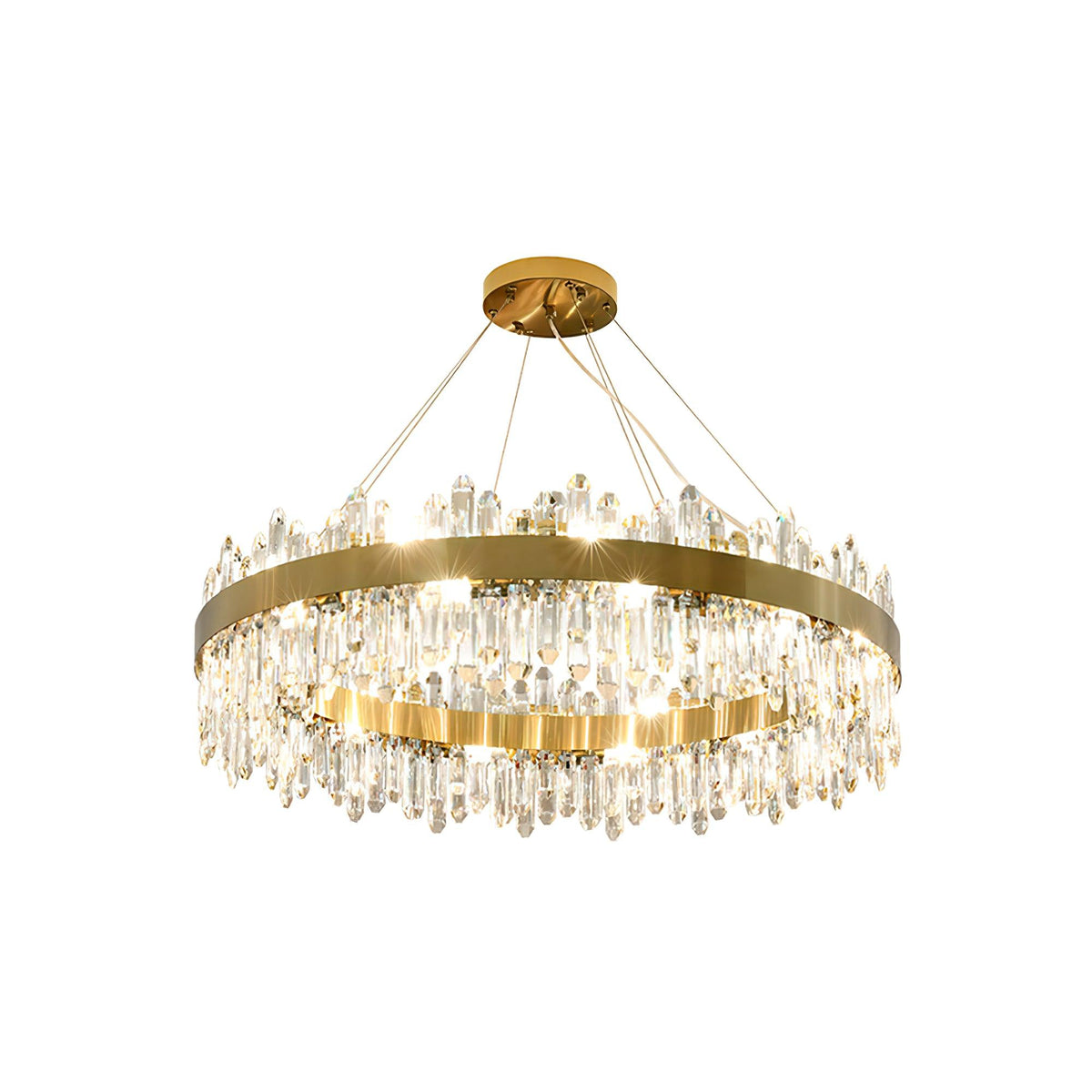 Enos Crystal LED Chandelier in Gold for Dining Room and Living Room