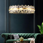 Enos Crystal LED Chandelier in Gold for Dining Room and Living Room