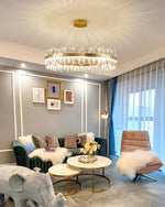 Enos Crystal LED Chandelier in Gold for Dining Room and Living Room