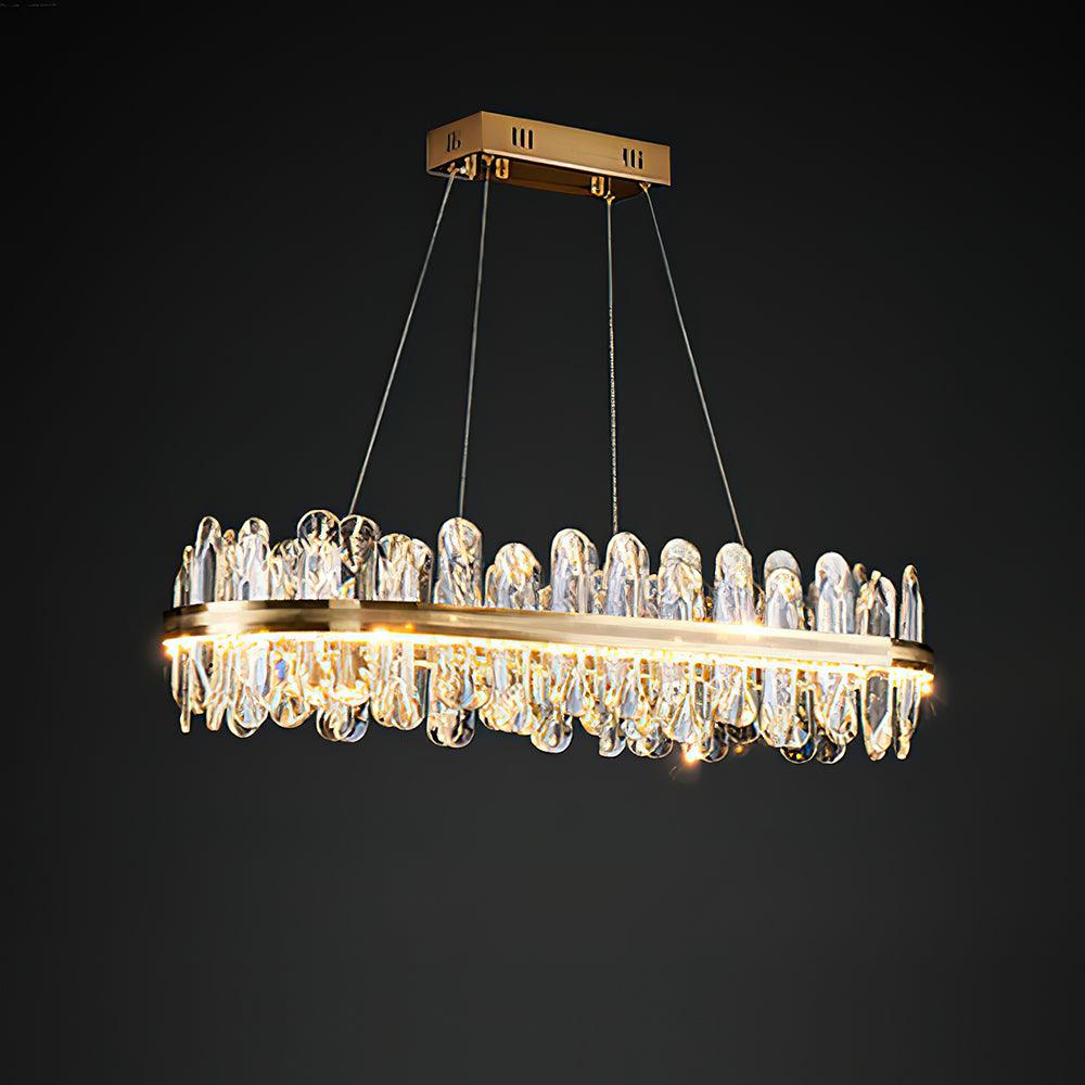 Enos Crystal LED Chandelier in Gold for Dining Room and Living Room
