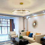 Enos Crystal LED Chandelier in Gold for Dining Room and Living Room