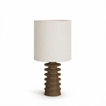 Equinox Tiered Wood Table Lamp with Linen Drum Shade