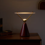 Equoray Sculptural Table Lamp with Walnut Base and Gold Accents