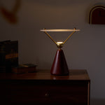 Equoray Sculptural Table Lamp with Walnut Base and Gold Accents