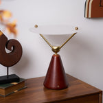 Equoray Sculptural Table Lamp with Walnut Base and Gold Accents