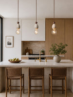 Eryndor Travertine Pendant Light – Natural Stone & Walnut Wood