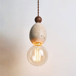 Eryndor Travertine Pendant Light – Natural Stone & Walnut Wood