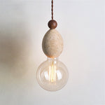 Eryndor Travertine Pendant Light – Natural Stone & Walnut Wood