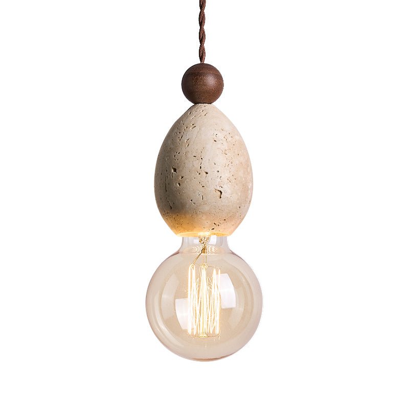 Eryndor Travertine Pendant Light – Natural Stone & Walnut Wood