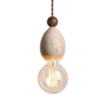Eryndor Travertine Pendant Light – Natural Stone & Walnut Wood