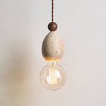 Eryndor Travertine Pendant Light – Natural Stone & Walnut Wood