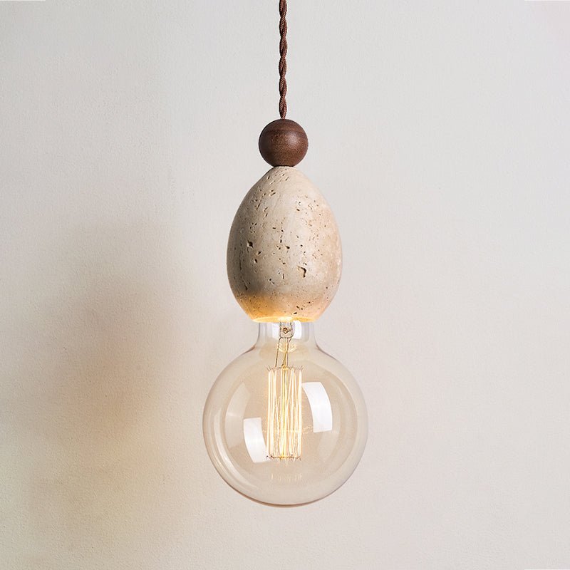 Eryndor Travertine Pendant Light – Natural Stone & Walnut Wood