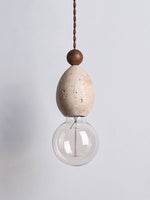 Eryndor Travertine Pendant Light – Natural Stone & Walnut Wood