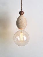 Eryndor Travertine Pendant Light – Natural Stone & Walnut Wood