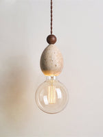Eryndor Travertine Pendant Light – Natural Stone & Walnut Wood
