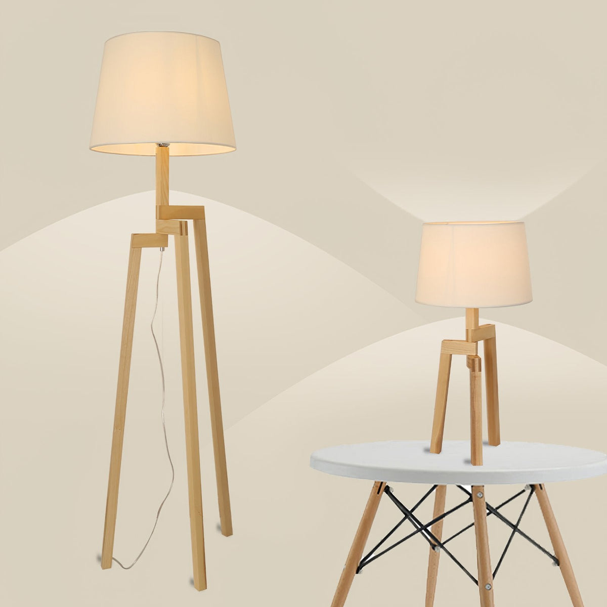 Escada Tripod Wooden Floor Lamp