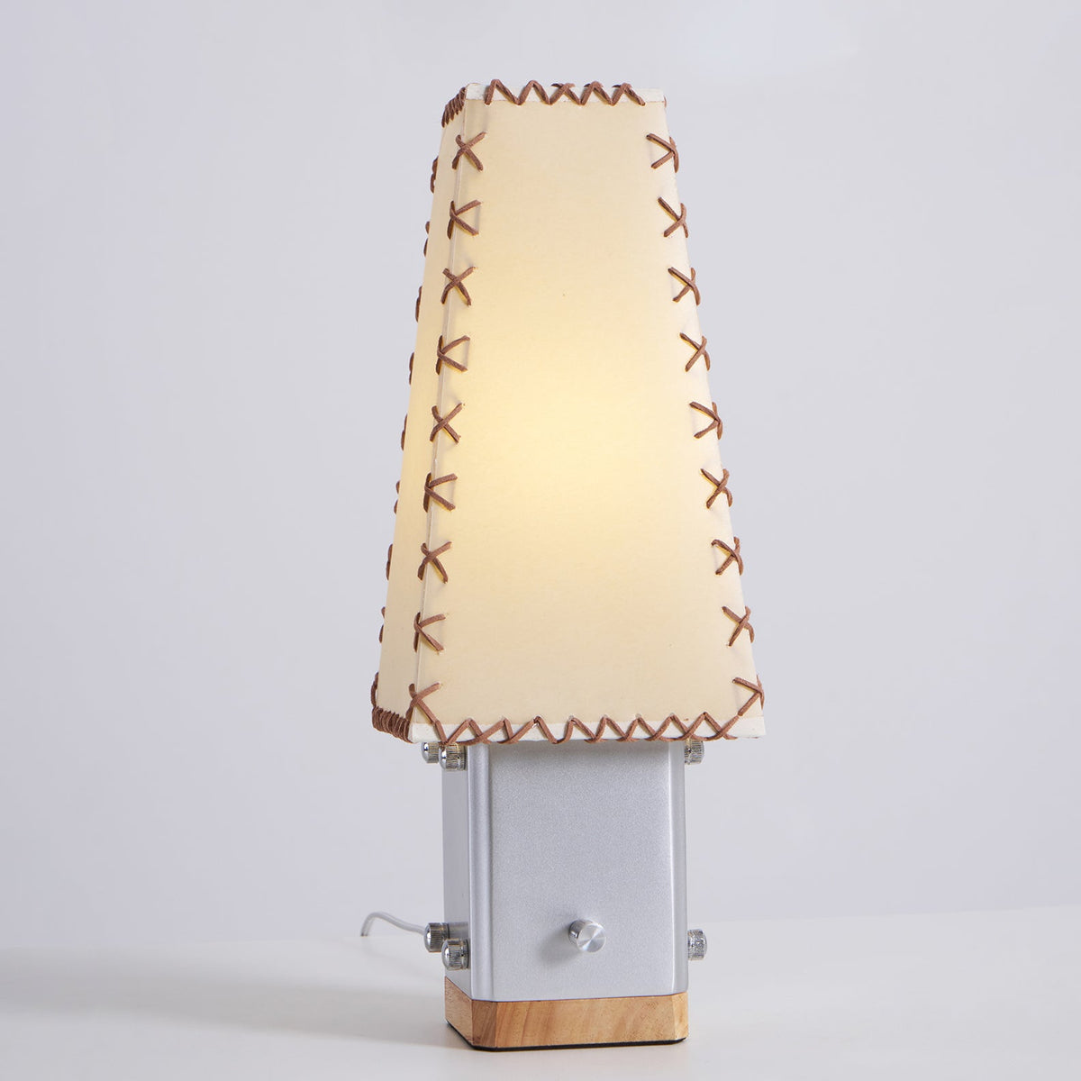 Estela Table Lamp – Tailored Grey & White Shade with Brass Accent