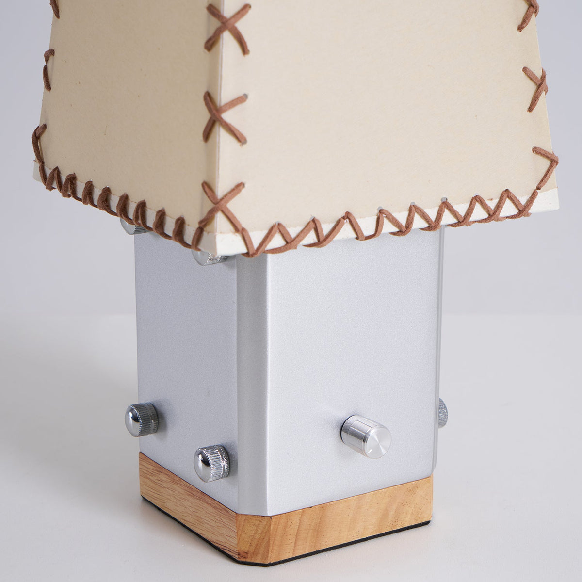 Estela Table Lamp – Tailored Grey & White Shade with Brass Accent