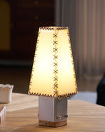 Estela Table Lamp – Tailored Grey & White Shade with Brass Accent