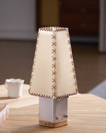 Estela Table Lamp – Tailored Grey & White Shade with Brass Accent