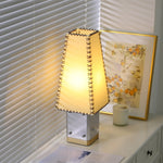 Estela Table Lamp – Tailored Grey & White Shade with Brass Accent