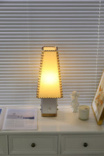 Estela Table Lamp – Tailored Grey & White Shade with Brass Accent